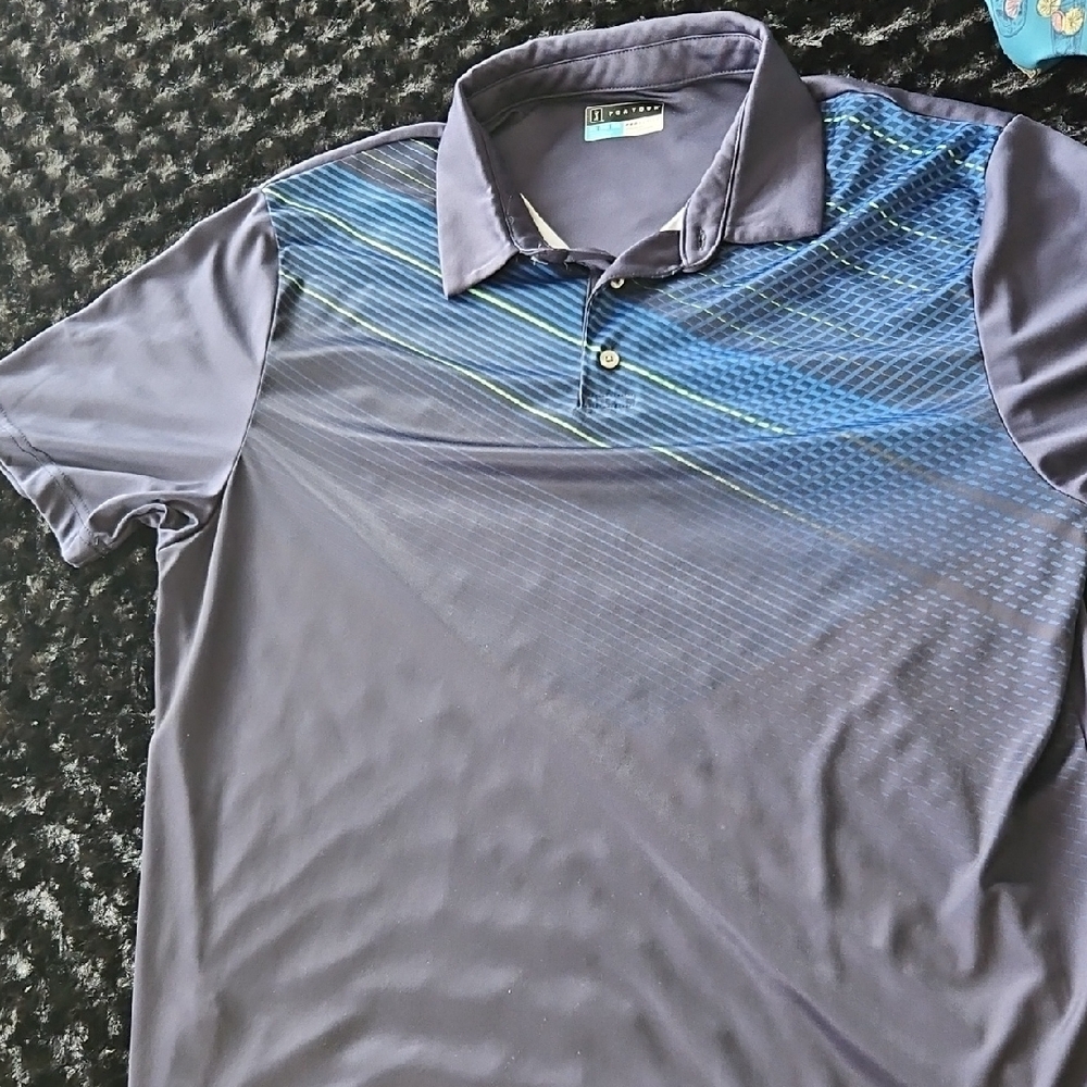 PGA Tour Blue and Gray Performance Polo Shirt